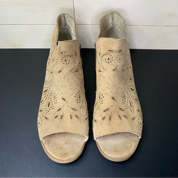 Coolway Nelia Open Toe Booties Women's Size 8 Shoes EU39 Tan Suede Leather Zip - Picture 7 of 11